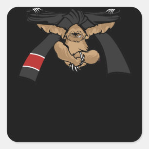 Jiu Jitsu BJJ Sloth Black Belt Light Vierkante Sticker
