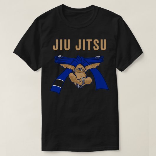 Jiu Jitsu BJJ Sloth Jiu Jitsu Blue Belt met tekst T-shirt (Design voorkant)