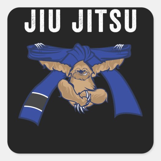 Jiu Jitsu BJJ Sloth Jiu Jitsu Blue Belt met Vierkante Sticker (Voorkant)
