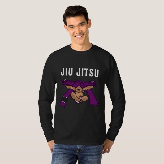 Jiu Jitsu BJJ Sloth Jiu Jitsu Paarse riem met Tex T-shirt (Voorkant volledig)