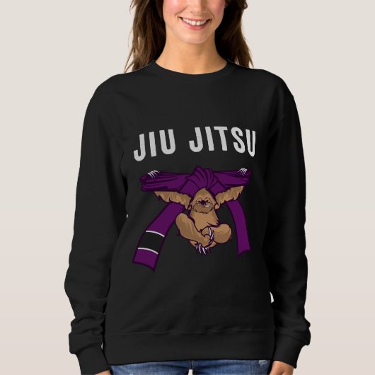 Jiu Jitsu BJJ Sloth Jiu Jitsu Paarse riem met Tex Trui (Voorkant)