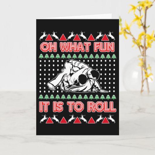 Jiu Jitsu Bjj Ugly Christmas Sweater Mma Funny Xma Kaart (Gele Bloem)