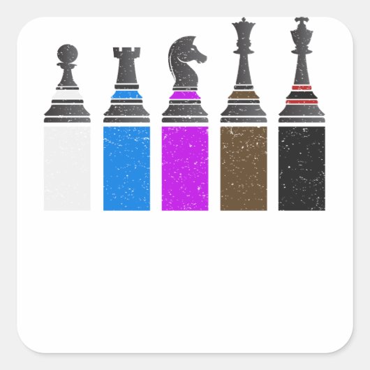 Jiu Jitsu Chess Belts met een basisgordel Vierkante Sticker (Voorkant)