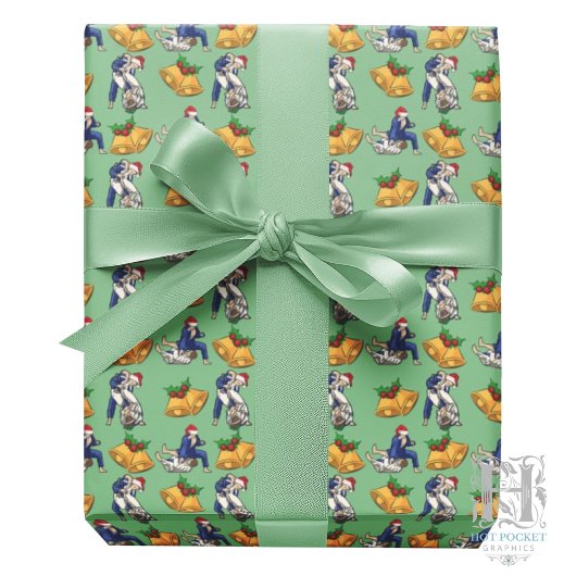 Jiu Jitsu Christmas Gift Wrapping Paper in Green Cadeaupapier