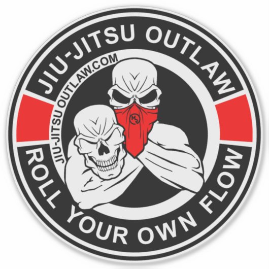 Jiu-Jitsu Cirkel - ZwartRood-2D Sticker (Voorkant)
