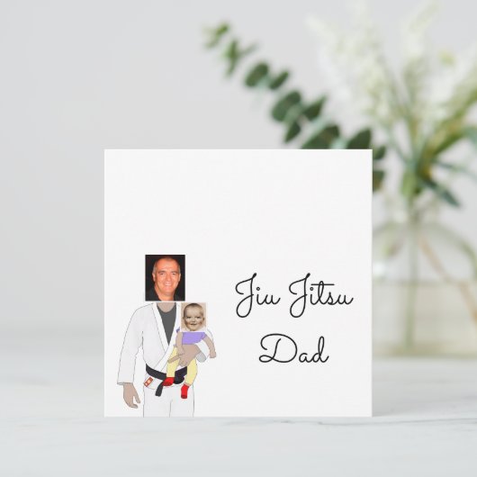 Jiu Jitsu Dad Custom Photos and Handwritten Text Bedankkaart (Staand voorkant)