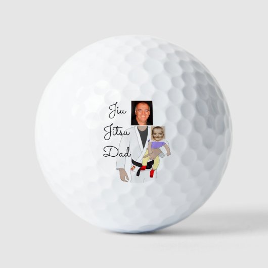 Jiu Jitsu Dad Custom Photos and Handwritten Text Golfballen (Voorkant)