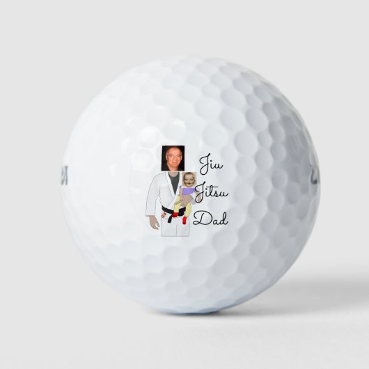 Jiu Jitsu Dad Custom Photos and Handwritten Text Golfballen (Voorkant)