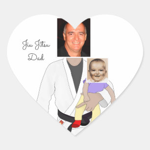 Jiu Jitsu Dad Custom Photos and Handwritten Text Hart Sticker