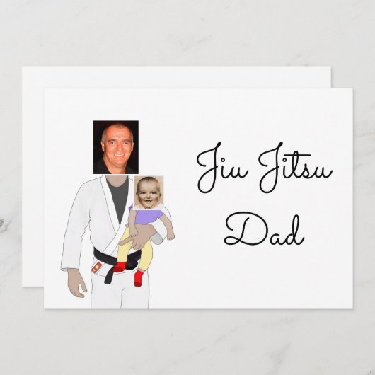 Jiu Jitsu Dad Custom Photos and Handwritten Text Kaart (Voorkant / Achterkant)