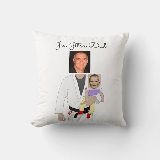 Jiu Jitsu Dad Custom Photos and Handwritten Text Kussen (Voorkant)