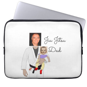Jiu Jitsu Dad Custom Photos and Handwritten Text Laptop Sleeve