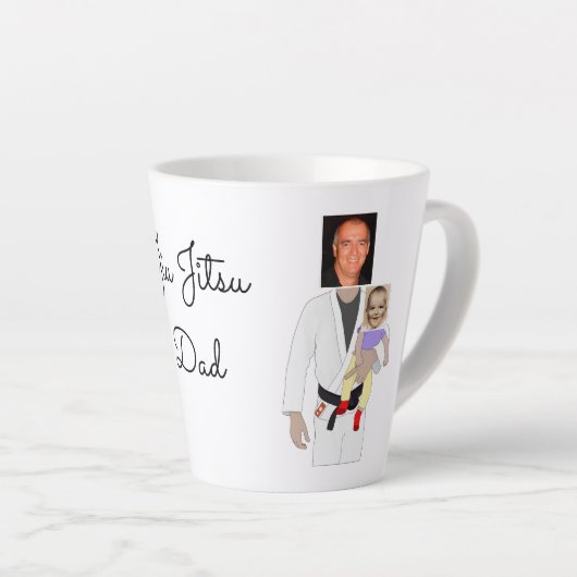 Jiu Jitsu Dad Custom Photos and Handwritten Text Latte Mok (Rechterhoek)