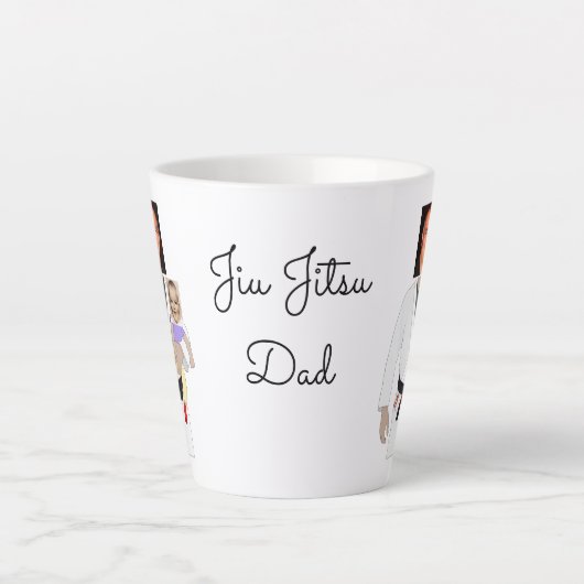 Jiu Jitsu Dad Custom Photos and Handwritten Text Latte Mok (Voorkant)