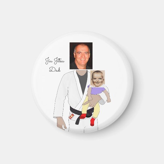 Jiu Jitsu Dad Custom Photos and Handwritten Text Magneet (Voorkant)