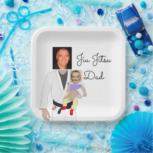 Jiu Jitsu Dad Custom Photos and Handwritten Text Papieren Bordje (Feest)