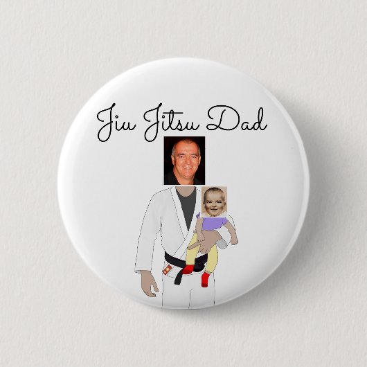 Jiu Jitsu Dad Custom Photos and Handwritten Text Ronde Button 5,7 Cm (Voorkant)