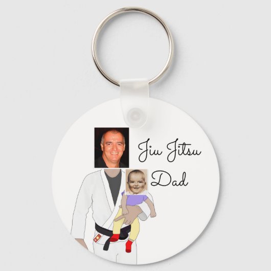 Jiu Jitsu Dad Custom Photos and Handwritten Text Sleutelhanger (Voorkant)