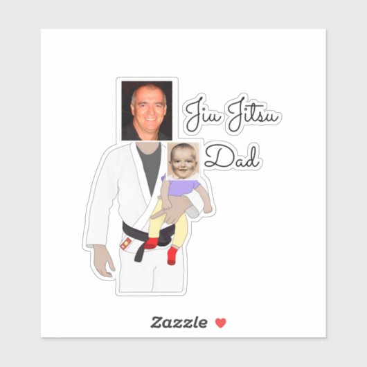 Jiu Jitsu Dad Custom Photos and Handwritten Text Sticker (Vel)