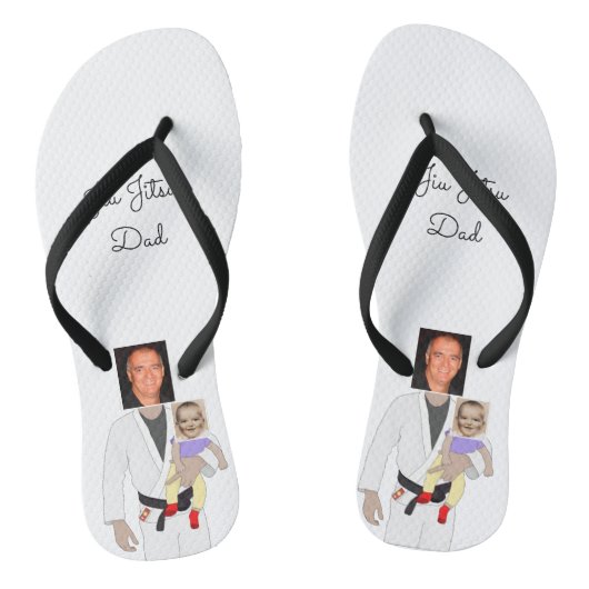 Jiu Jitsu Dad Custom Photos and Handwritten Text Teenslippers (Voetbed)