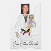 Jiu Jitsu Dad Custom Photos and Handwritten Text Theedoek (Verticaal)