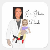 Jiu Jitsu Dad Custom Photos and Handwritten Text Vierkante Sticker (Voorkant)