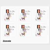 Jiu Jitsu Dad Custom Photos and Handwritten Text Vierkante Sticker (Vel)