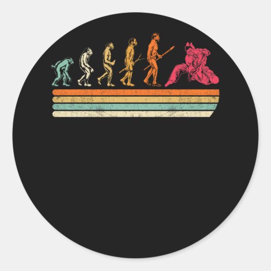 Jiu Jitsu Evolution T-Shirt BRAZILIAN JITSU MMA Ronde Sticker (Voorkant)