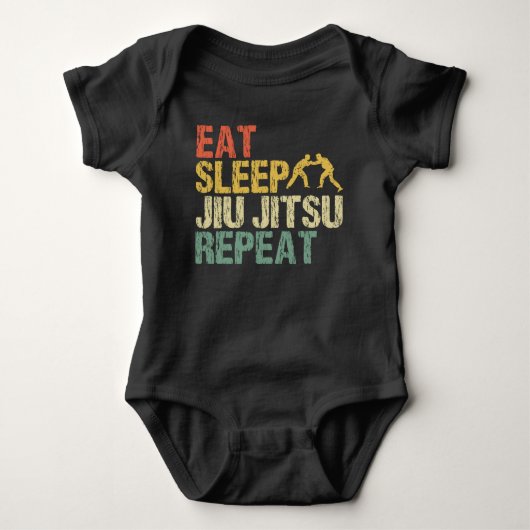 Jiu Jitsu Fight Martial Arts Eat Sleep Retro gift Romper (Voorkant)