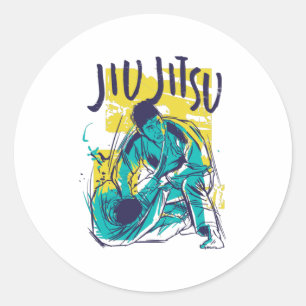 Jiu Jitsu Grunge Ronde Sticker