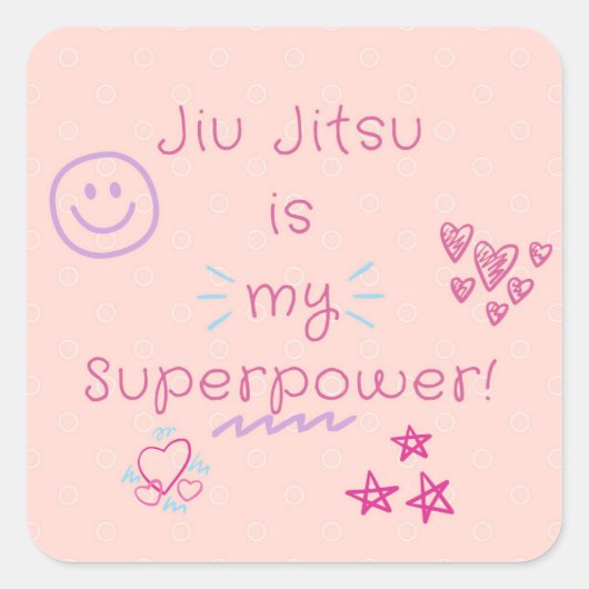 Jiu Jitsu is Mijn Superpower! roze sticker ontwerp (Voorkant)