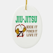 Jiu-Jitsu Kick, Punch, Live. Keramisch Ornament (Voorkant)