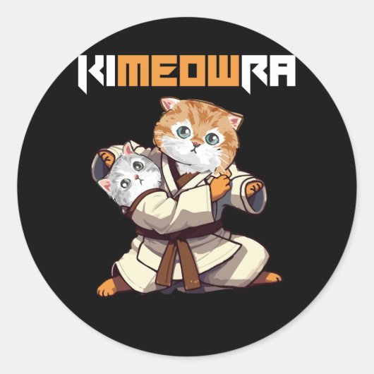 Jiu Jitsu Kimura Kimeowra Schattige Kawaii Kat Lov Ronde Sticker (Voorkant)