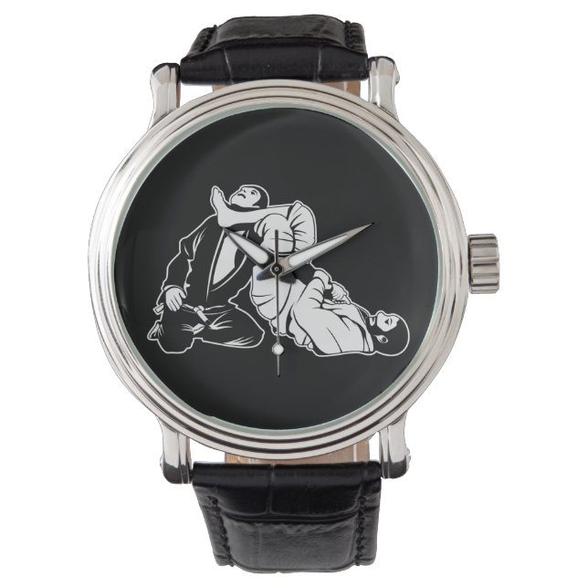 jiu jitsu martial art fighter fight vector horloge (Voorkant)