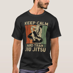 Jiu Jitsu Retro Keep Calm en Train Jiu-Ji T-shirt