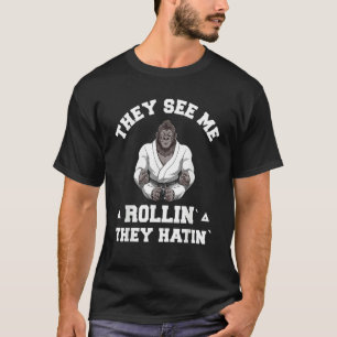 Jiu Jitsu Rollin BJJ Grappling Gorilla T-shirt