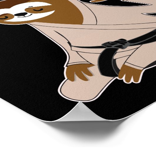 Jiu Jitsu Slow Your Roll Sloth Brazililian Jujitsu Poster (Hoek)