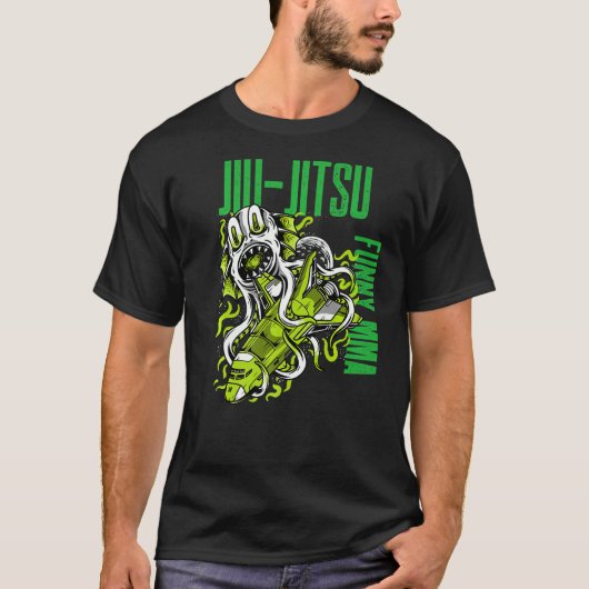 Jiu Jitsu Space Monster Rocket Ship Grapple MMA T-shirt (Voorkant)