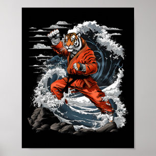 Jiu-jitsu Tijger Kung Fu Taekwondo Kickboksen Mart Poster