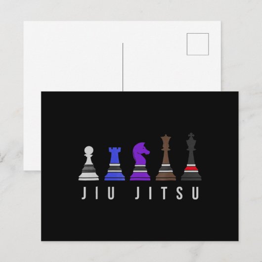 jiu jitsu training chess , gift bjj met tekst . feestdagenkaart (Voorkant / Achterkant)