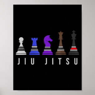 jiu jitsu training chess , gift bjj met tekst . poster
