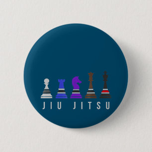 jiu jitsu training chess , gift bjj met tekst . ronde button 5,7 cm