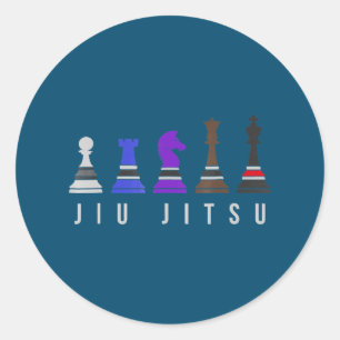 jiu jitsu training chess , gift bjj met tekst . ronde sticker