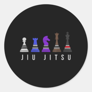 jiu jitsu training chess , gift bjj met tekst . ronde sticker