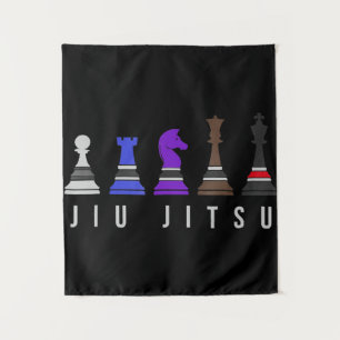 jiu jitsu training chess , gift bjj met tekst . wandkleed