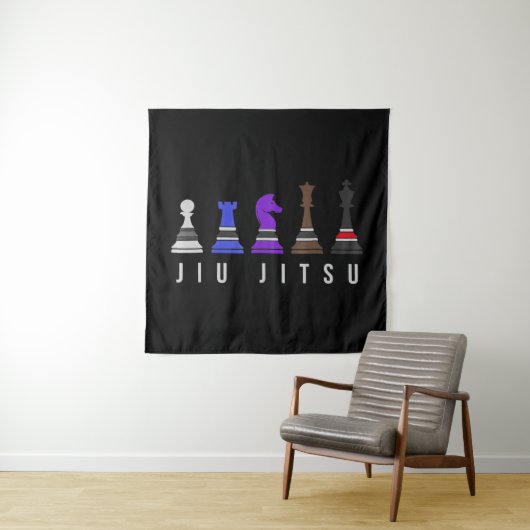 jiu jitsu training chess , gift bjj met tekst . wandkleed (In situ)