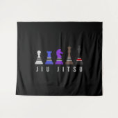jiu jitsu training chess , gift bjj met tekst . wandkleed (Voorkant (horizontaal))