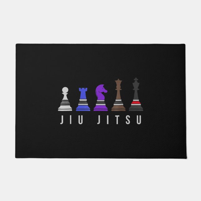 jiu jitsu    trainingschess , gift bjj met tekst . deurmat (Voorkant)