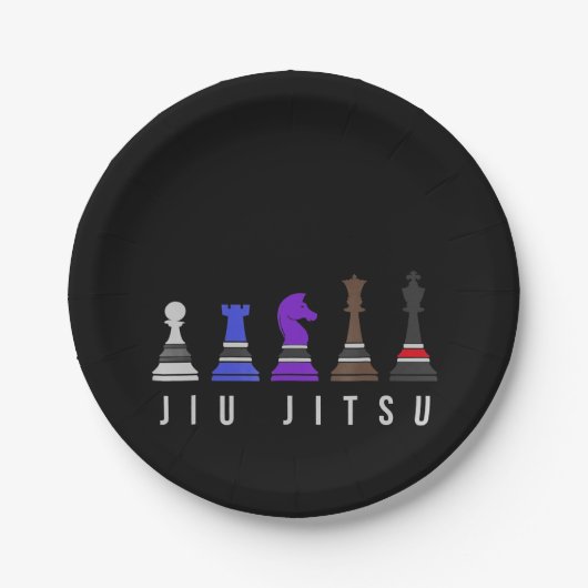 jiu jitsu    trainingschess , gift bjj met tekst . papieren bordje (Voorkant)