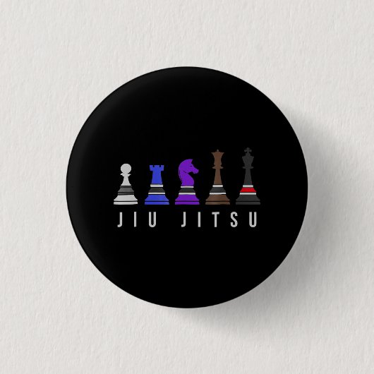 jiu jitsu    trainingschess , gift bjj met tekst . ronde button 3,2 cm (Voorkant)